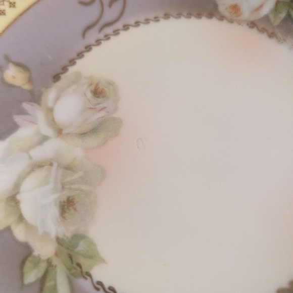 Antique Hanusch and Bernhart Porcelain Dessert/Side Plate, White Roses, Set of 4 - Picture 5 of 9